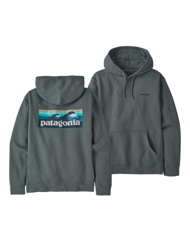 Patagonia Mikina s Kapucí Boardshort Logo Uprisal Noveau Zelená Offbody Zepředu a Zezadu