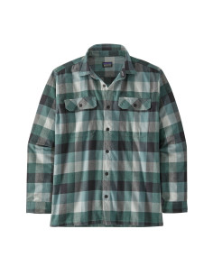 Patagonia Mens Long-Sleeved Organic Cotton Midweight Fjord Flannel Shirt Guides: Nouveau Green Offbody Front