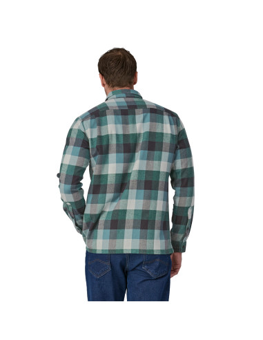 Patagonia Mens Long-Sleeved Organic Cotton Midweight Fjord Flannel Shirt Guides: Nouveau Green Onbody Back