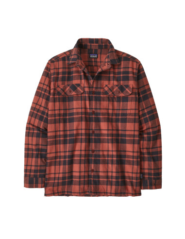 Patagonia Mens Long-Sleeved Organic Cotton Midweight Fjord Flannel Shirt Ice Caps: Burl Red Offbody Front