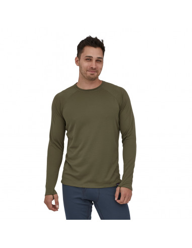 Patagonia Mens Capilene Midweight Crew Basin Green Onbody Front