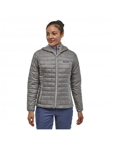 Patagonia Womens Nano Puff Hoody Feather Grey Onbody Front