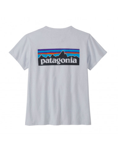 Patagonia Dámské Tričko P-6 Logo Responsibili-Tee® Bílá Offbody Zezadu