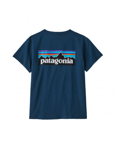 Patagonia Dámské Tričko P-6 Logo Responsibili-Tee® Tidepool Modrá Offbody Zezadu