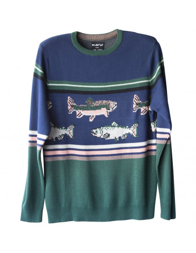 KAVU Mens Highline Sweater Go Fish Offbody Front
