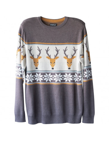KAVU Mens Highline Sweater Oh Deer Offbody Front
