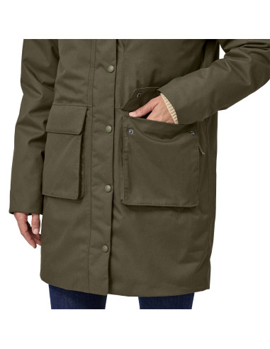 Patagonia Womens W's Pine Bank 3-in-1 Parka Basin Green Outer Onbody Detail 3