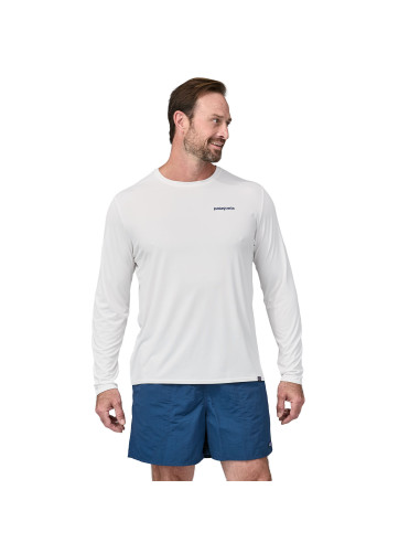 Patagonia Mens Long-Sleeved Capilene® Cool Daily Graphic Shirt - Waters Boardhort Logo White Onbody Front