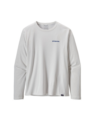 Patagonia Mens Long-Sleeved Capilene® Cool Daily Graphic Shirt - Waters Boardhort Logo White Offbody Front