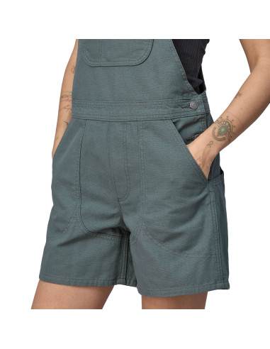 Patagonia Womens Stand Up Overalls Smolder Nouveau Green Onbody Detail 1
