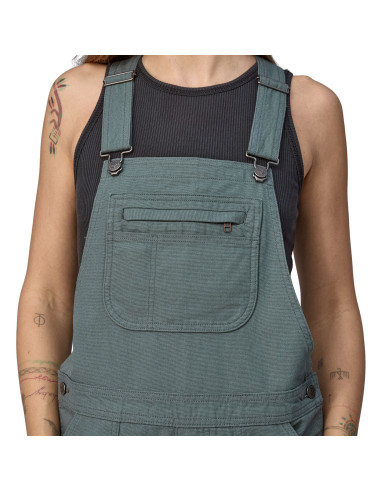 Patagonia Womens Stand Up Overalls Smolder Nouveau Green Onbody Detail 2