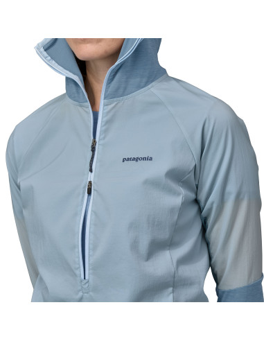 Patagonia Womens Airshed Pro Pullover Steam Blue Onbdody Detail 1