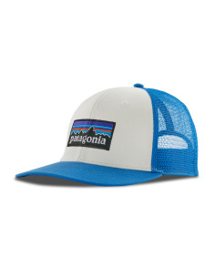 Patagonia Čapka Kšiltovka P-6 Logo Trucker Bílá a Vessel Modrá Offbody Zepředu