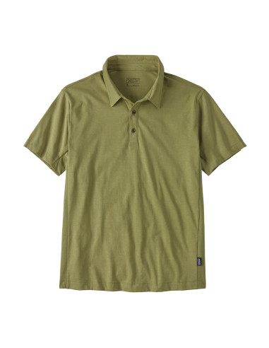 Patagonia Mens Essential Polo Buckhorn Green Offbody Front
