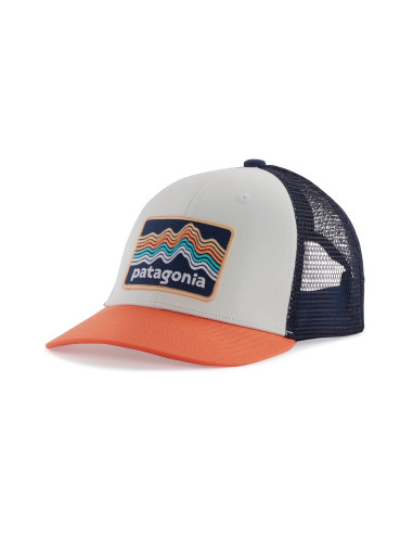 Patagonia Kids Trucker Hat Ridge Rise Stripe: Coho Coral Offbody Front