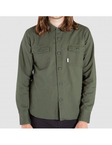Topo Designs Mens Field Shirt Twill Olive Onbody Front 2