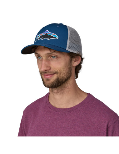 Patagonia Fitz Roy Trout Trucker Hat Lagom Blue Onbody Front