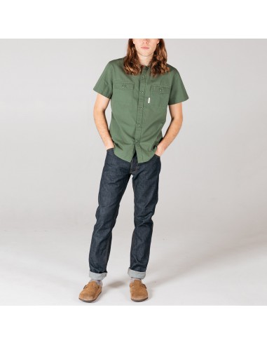 Topo Designs Mens Field Shirt Short Sleeve Olive Onbody Front