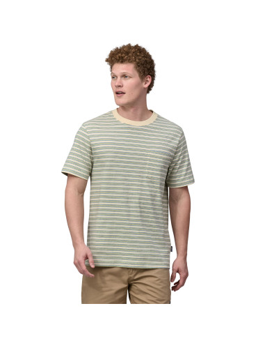 Patagonia Mens Cotton in Conversion Midweight Pocket Tee Hidden Stripe: Natural Onbody Front
