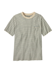 Patagonia Mens Cotton in Conversion Midweight Pocket Tee Hidden Stripe: Natural Offbody Front