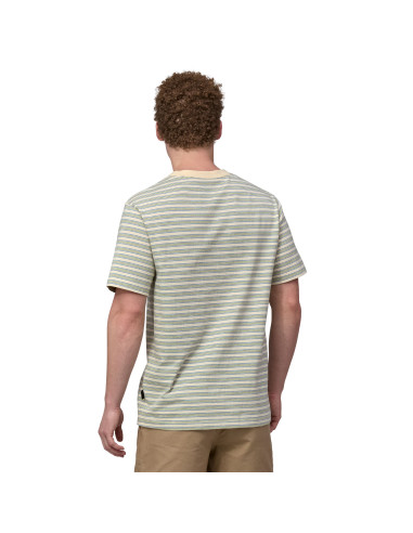 Patagonia Mens Cotton in Conversion Midweight Pocket Tee Hidden Stripe: Natural Onbody Back