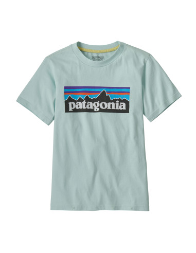Patagonia Kids' P-6 Logo T-Shirt Wispy Green Offbody Front