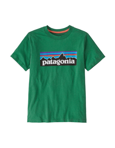Patagonia Kids' P-6 Logo T-Shirt Gather Green Offbody Front
