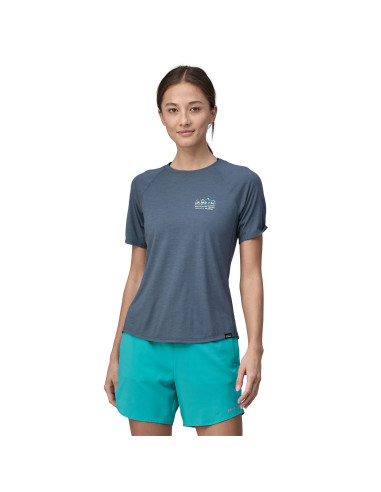 Patgonia Womens Capilene® Cool Trail Graphic Shirt Unity Fitz: Utility Blue Onbody Front