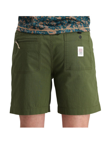 Topo Designs Mens Mountain Shorts - Ripstop Olive Onbody Back