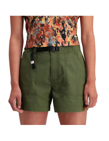 Topo Designs Womens Mountain Shorts - Ripstop Olive Onbody Front