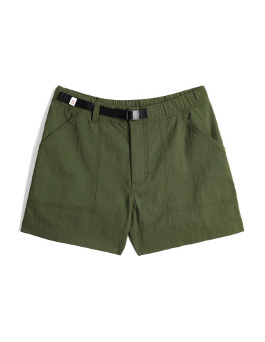 Topo Designs Womens Mountain Shorts - Ripstop Olive Offbody Front