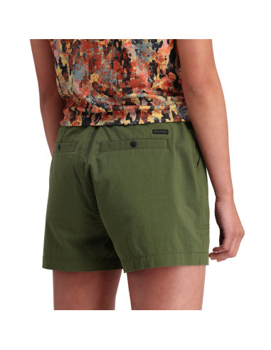 Topo Designs Womens Mountain Shorts - Ripstop Olive Onbody Back