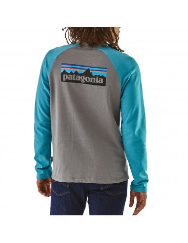 Patagonia Pánska Ľahká Mikina P-6 Logo Lightweight Crew Sweatshirt Páperová Sivá Mako Modrá Onbody Zozadu