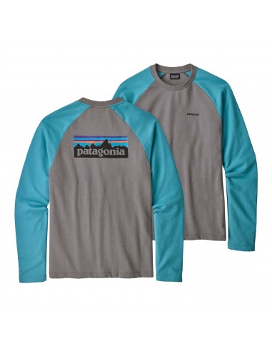 Patagonia Mens P-6 Logo Lightweight Crew Sweatshirt Feather Grey Mako Blue Offbody Front And Back