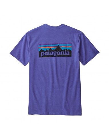 Patagonia Mens P-6 Logo Responsibili-Tee Violet Blue Offbody Back