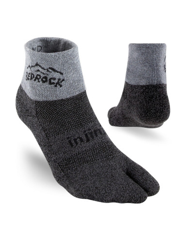 Bedrock Sandals Ponožky Performance Split-Toe Granite Sivá Offbody Zepředu a Zezadu