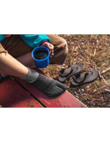 Bedrock Sandals Performance Split-Toe Socks Granite Onbody 1