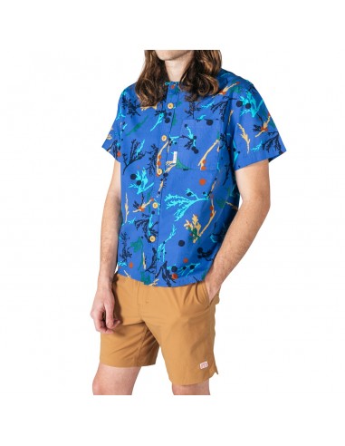 Topo Designs Pánská Cestovní Košile Print Modrá Onbody Zepředu