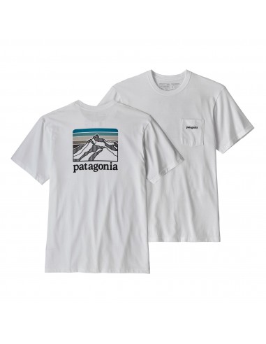 Patagonia Mens Line Logo Ridge Pocket Responsibili-Tee White Offbody Front And Back
