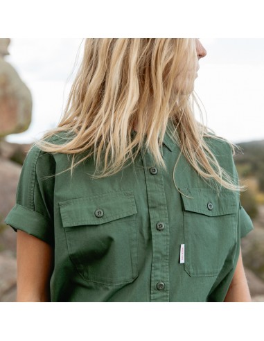 Topo Designs Womens Oversized Shirt Short Sleeve Olive Lifestyle