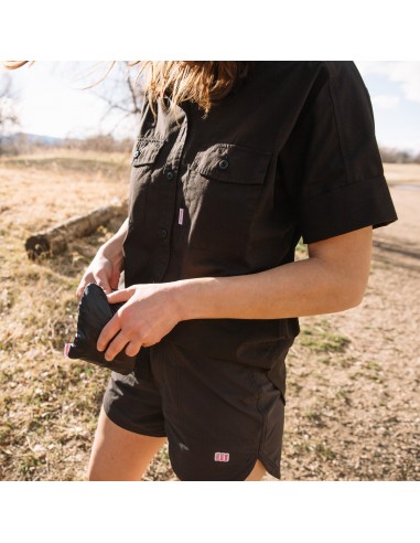 Topo Designs Womens Oversized Shirt Short Sleeve Black Lifestyle