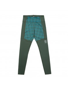 Topo Designs Womens Sport Tights Olive Grid Offbody Front