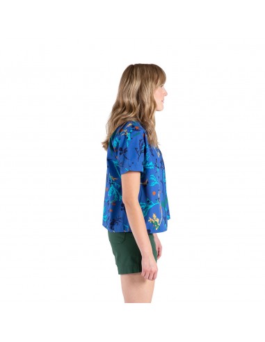 Topo Designs Womens Tour Shirt Print Blue Onbody Side