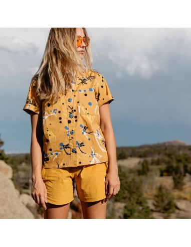 Topo Designs Womens Tour Shirt Print Mustard Lifestyle 2