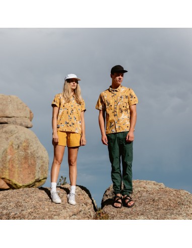 Topo Designs Womens Tour Shirt Print Mustard Lifestyle 3