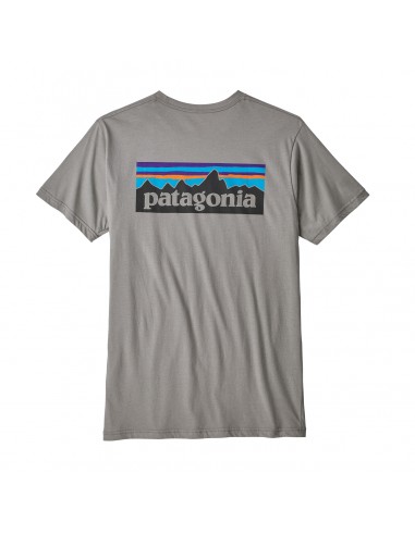 Patagonia Pánske Tričko P-6 Logo Organická Bavlna Páperová Šedá Offbody Zozadu