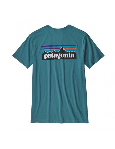 Patagonia Pánske Tričko P-6 Logo Organická Bavlna Tasmánska Modrozelená Offbody Zozadu
