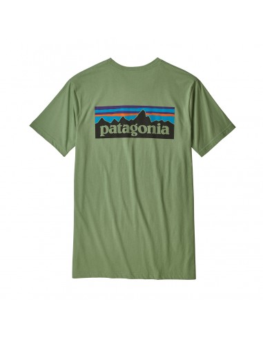 Patagonia Pánske Tričko P-6 Logo Organická Bavlna Matcha Zelená Offbody Zozadu