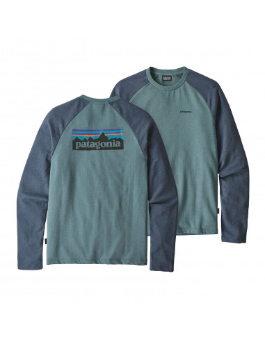 Patagonia Mens P-6 Logo Lightweight Crew Sweatshirt Shadow Blue Front and Back