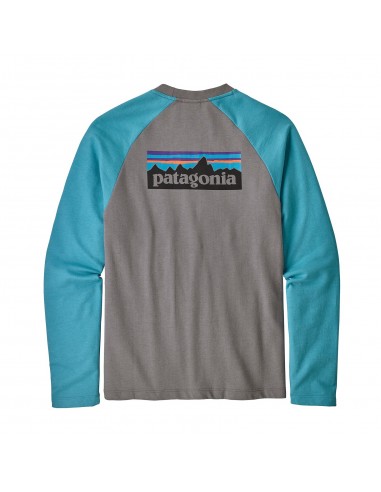 Patagonia Pánská Lehká Mikina P-6 Logo Lightweight Crew Sweatshirt Péřová Šedá Mako Modrá Offbody Zezadu